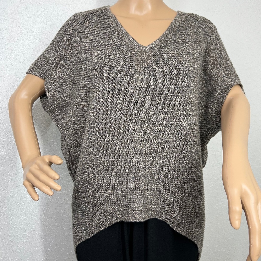 Eileen Fisher 100% Linen‎ Drop Shoulder V-neck Kint High-Low Heathered S
